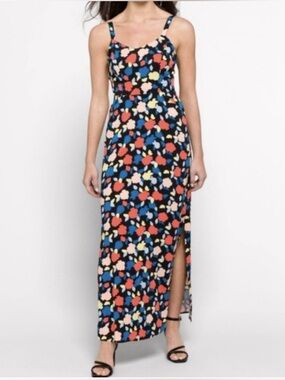 Market & Spruce Black Floral-Print Sleeveless Maxi Dress